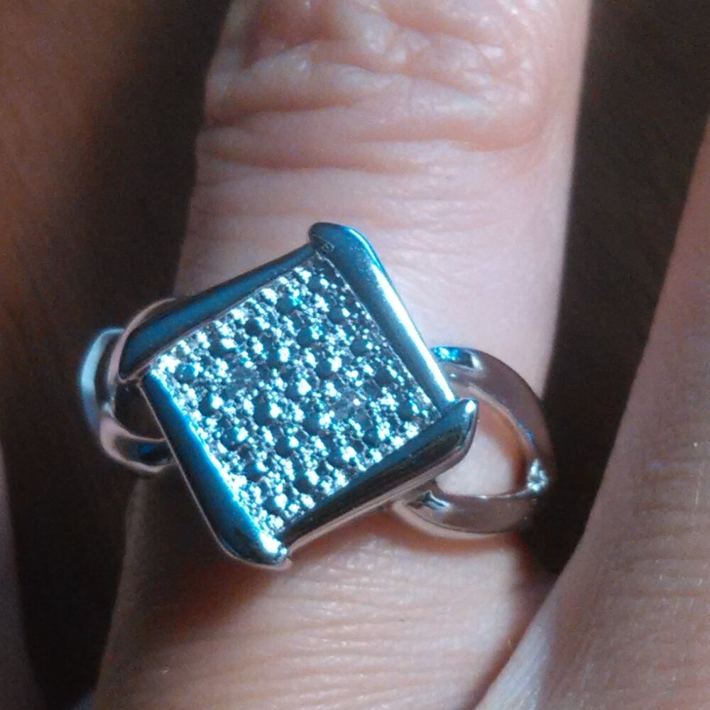 Genuine Diamond Accent Silvertone Ring (Size 7)